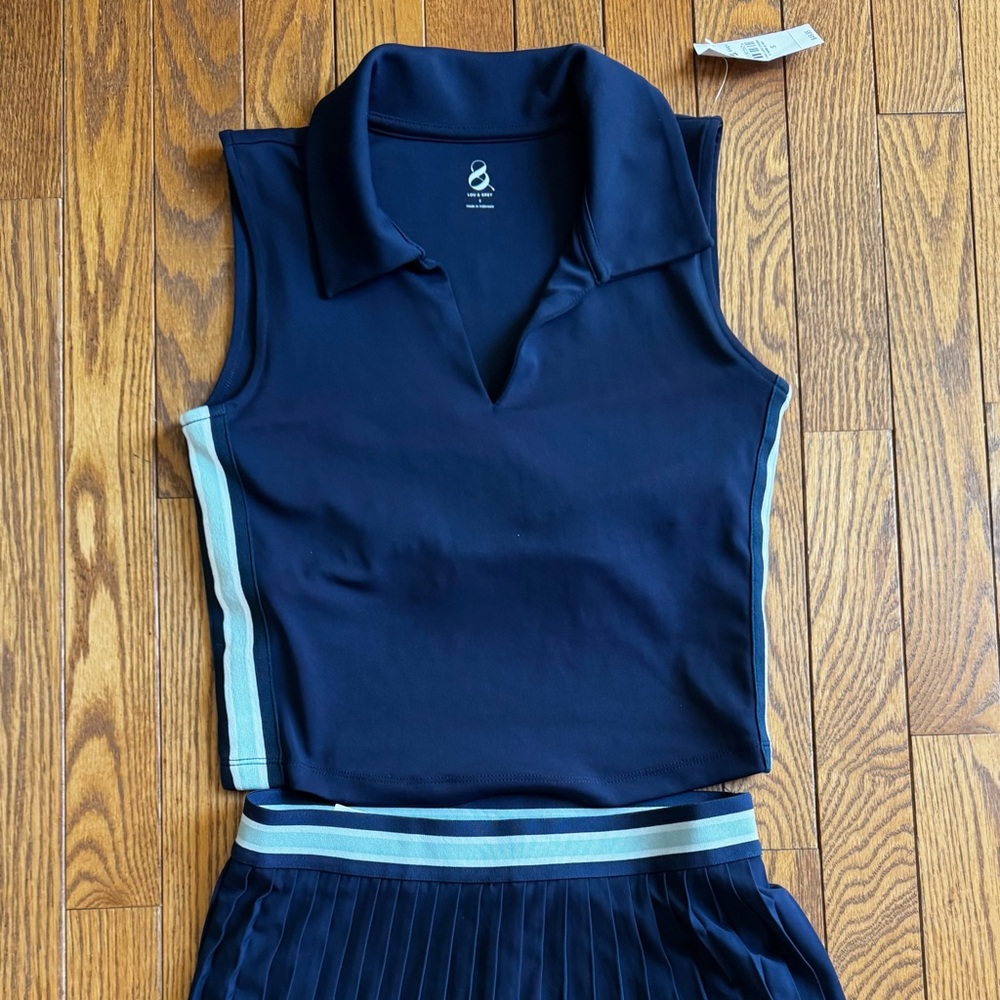 NEW Lou & Grey Tennis or Pickleball Pleated Skirt & Top Matching Set S/XS